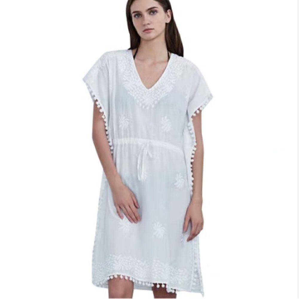 Velvet‎ Graham and Spencer White Embroidered Tassel Mini Dress XS/S